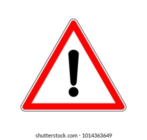 Yield Triangle Sign - Road traffic coordination symbol. Road sign warning attention with an exclamation mark. Vector illustration