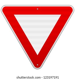 Yield Triangle Sign - Road traffic coordination symbol as black silhouette on white background