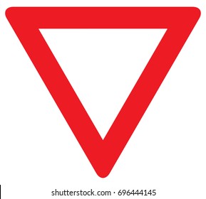 Yield Triangle Sign - Road traffic coordination symbol on white background