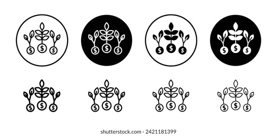 Yield vector icon set collection. Yield Outline flat Icon.