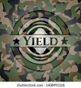 Yield written on a camouflage texture. Vector Illustration. Detailed.
