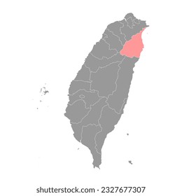 Mapa del condado de Yilan, condado de la República de China, Taiwán. Ilustración vectorial.