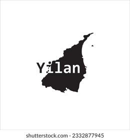 Yilan map and black letter design on white background