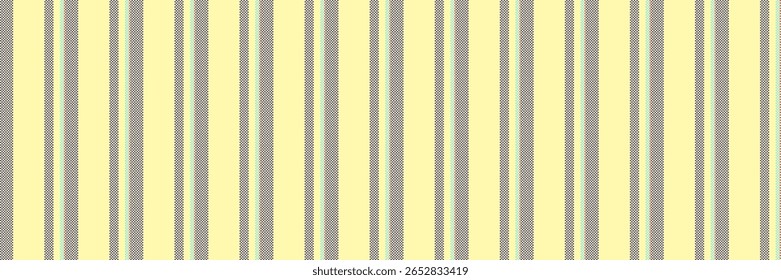Linhas de textura têxtil amarela, vetor de fundo vertical à moda antiga. Gew tecido listras padrão sem costura na paleta de cores amarelas e índigo.