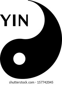 Yin, female part, Yin Yang, Chinese symbol, lettering, vector, isolated