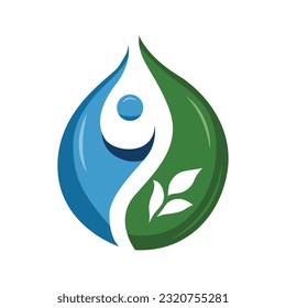 Yin yagn symbol in shape of drop of water. Abstract droplet logo design concept. Eco natural sticker design.