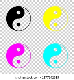 yin yan symbol. Colored set of cmyk icons on transparent background