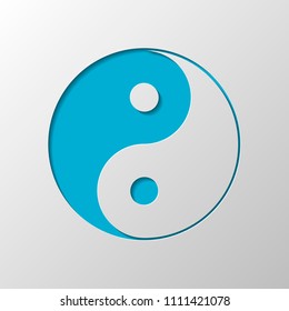 yin yan symbol. Paper design. Cutted symbol with shadow