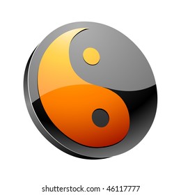 yin and yang 3d icon vector illustration