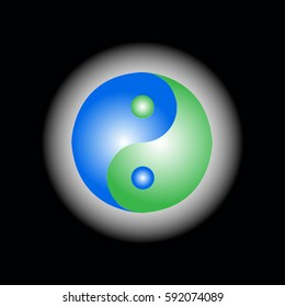 Yin yang abstract logo green blue
