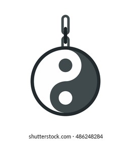 Yin yang amulet icon in flat style on a white background vector illustration