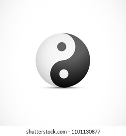 Yin yang badge illustration. Ancient balance symbol