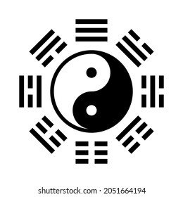 Yin Yang bagua symbol. Tai Chi pattern. Bagua - symbol of Taoism. Vector religious illustration.