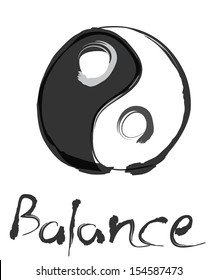 yin yang balance illustration with chinese brush