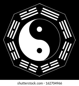 Yin and Yang balance symbol with trigrams 