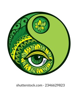Yin Yang. Balance yin-yang symbolic yang zen buddhism with eye