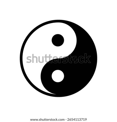 Yin Yang black and white flat vector icon design on white background