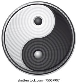 Yin Yang black and white symbol isolated on white background - vector