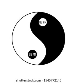 yin yang black and white, vector illustration