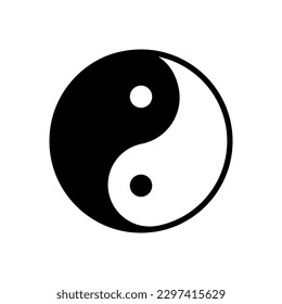 Yin Yang black and white vector icon. Vector sign in simple style isolated on white background. Original size 64x64 pixels.