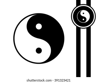 Yin yang - black and white vector icon