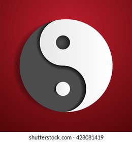 Yin Yang. Black and white. Yin yang vector. red