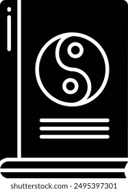 Yin Yang Book solid glyph vector illustration