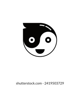 yin yang boy negative space logo
