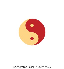 Yin yang cartoon icon on a white background