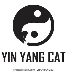 yin yang cat minimalist logo design