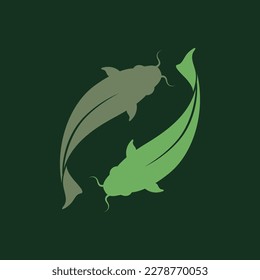 yin and yang catfish taste spicy street food colorful logo design vector