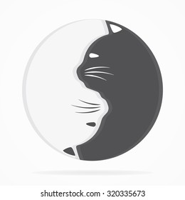 Yin yang cats logo of harmony and balance