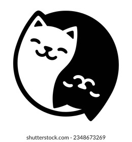 Yin Yang Cats. Einfache und süße schwarz-weiße Katzen in Yinyang-Form. Vektorgrafik.