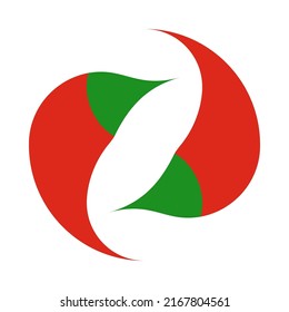 Yin Yang chili peppers floating in circle logotype