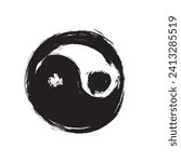 Yin Yang Chinese symbol with brush stroke design, yin yang black and white graphic design of Chinese philosophy,