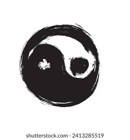 Yin Yang Chinese symbol with brush stroke design, yin yang black and white graphic design of Chinese philosophy,