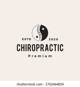 yin yang chiropractic hipster vintage logo vector icon illustration