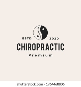 yin yang chiropractic hipster vintage logo vector icon illustration