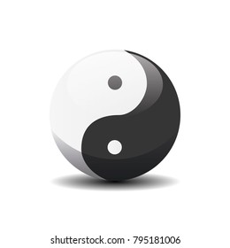 Yin Yang circle black button symbol background texture. Vector illustration.