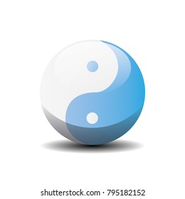 Yin Yang circle cyan button symbol background texture. Vector illustration.