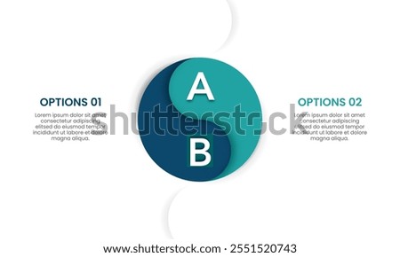 Yin Yang Circle Infographic 2 Options for Business Balance. Presentation, Data, Strategy, Plan and Marketing. Vector illustration.