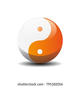 Yin Yang circle orange button symbol background texture. Vector illustration.
