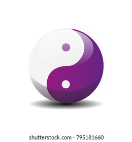 Yin Yang circle purple violet button symbol background texture. Vector illustration.