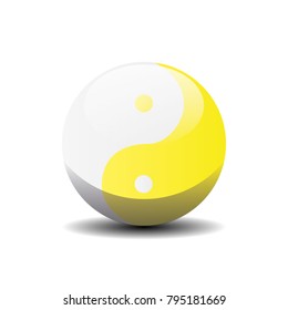 Yin Yang circle yellow button symbol background texture. Vector illustration.