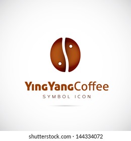 Yin Yang Coffee bean symbol icon or Logo Template