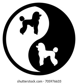 Yin Yang Concept - Two Dogs - Black And White Logo