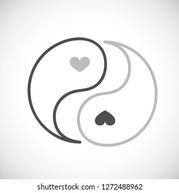 yin and yang couple with hearts vector illustration EPS10