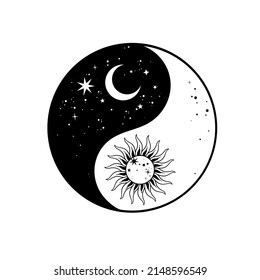 yin yang signo cultural con sol y luna