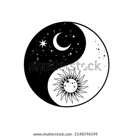 yin yang cultural sign with sun and moon