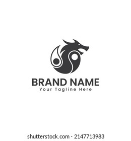 Yin yang dragon logo perfect for community logo, nature, culture, media, entertainment, cafe, restaurant etc